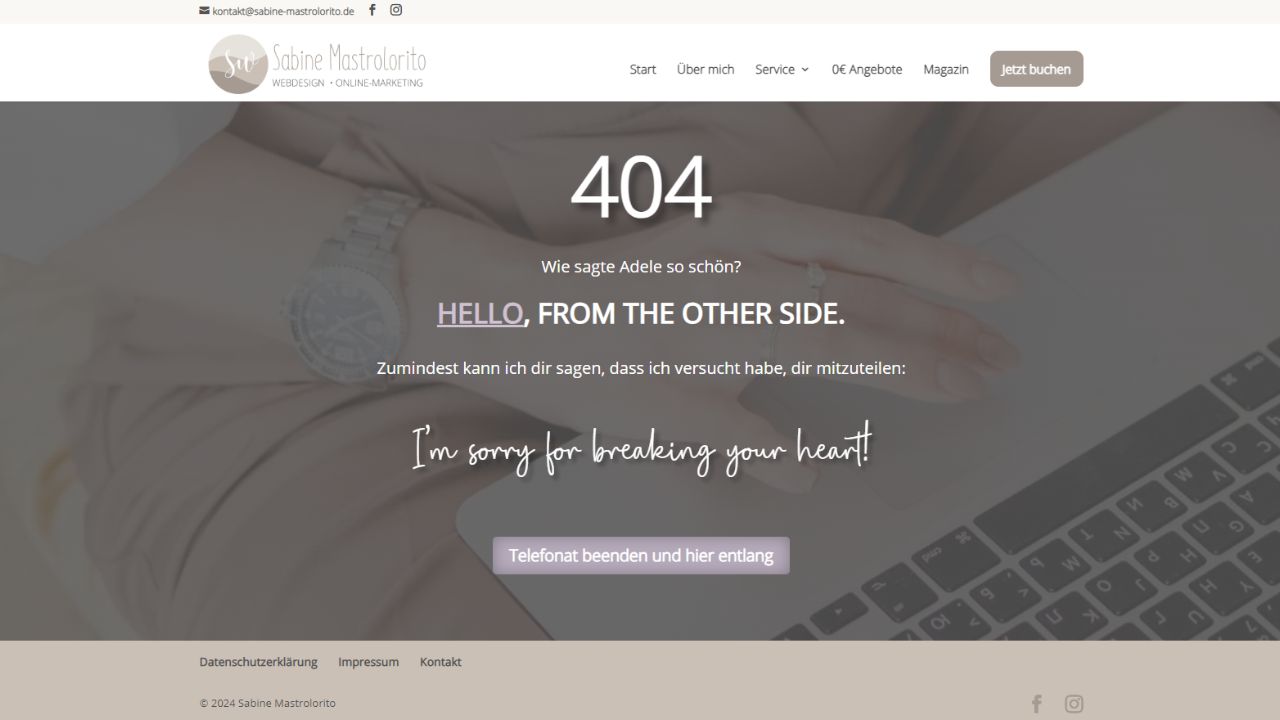 Beispiel 404-Seite für die eigene Website